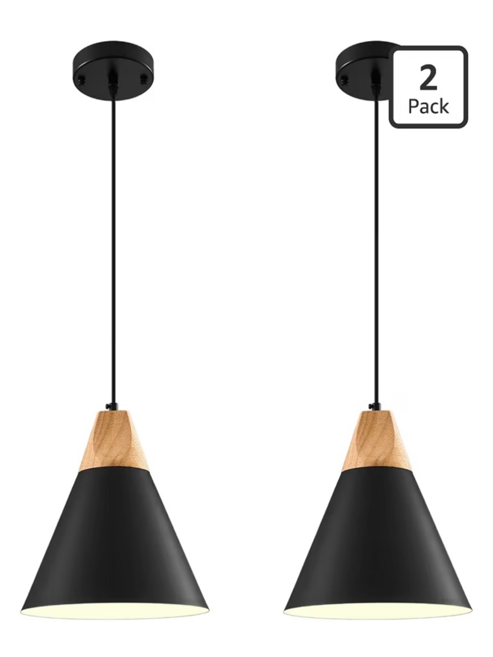 NWT Black Pendant Light 2 Packs,9.4inches- Farmhouse Pendant Light